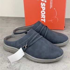 JSport Womens Slip On Gina Mule Shoes Clogs Comfort (Navy) Sz 9 New In Box
